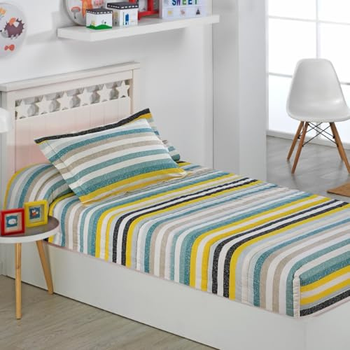DHESTIA HOME - Edredon Ajustable de 350gr para Cama 90 y Cama 105 Infantil Modelo Bari - Color Único, Talla Cama 90