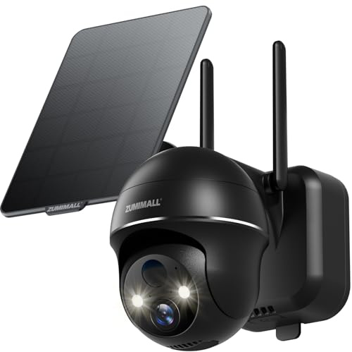 ZUMIMALL 2K Solar Überwachungskamera Aussen | 355°/120° PTZ Kamera Outdoor, PIR Bewegungsdetektion, Farbige Nachtsicht, 2,4GHz WLAN, 2-Wege-Audio, IP66