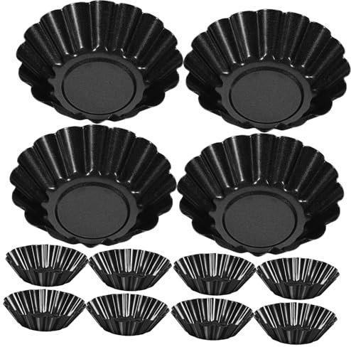Garneck Carbon Steel Tart Pans Flower Tart Molds Non-Stick Large 12pcs Set for DIY Baking Kitchen Muffin Cups
