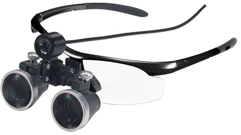 LED-Binokular-Zahnlupen, Am Kopf Montiertes Orale Gerät Mit Abnehmbarem Scheinwerfer, Höhenverstellbar, 51–68 Mm. Passen Sie Den Augenabstand Und Den Arbeitsabstand 320–420 Mm Für Den Zahnarzt An