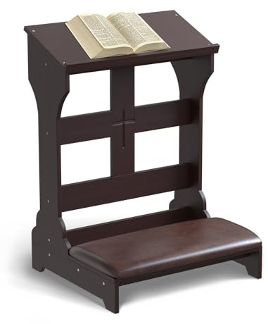 Panca da preghiera Inginocchiatoio, Sedia da Meditazione Chiesa, Sgabello, Regalo Religioso, Con Tavolo Pieghevole
