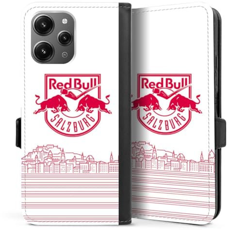 DeinDesign Klapphülle kompatibel mit Xiaomi Redmi 12 Handyhülle aus Kunst Leder schwarz Flip Case Eishockey Skyline EC Red Bull Salzburg