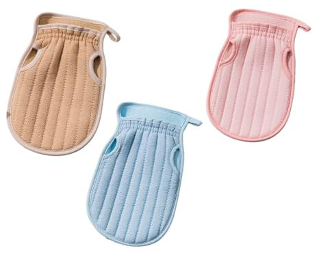 Ipetboom 3pcs Quality Material Bath Mitts Exfoliating Brush Skin Scrubbers Dual-sided Mitts for Bath Shower Household
