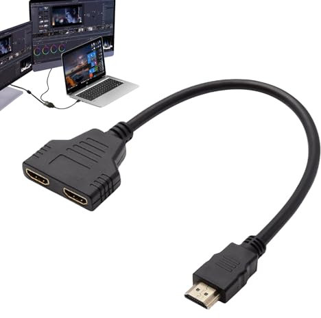 keyxer Splitter HD-I, Splitter 1 Ingresso 2 Uscite, Doppio HD-I, Adattatore per Estendere 2 Monitor, Cavo LED, Monitor LCD e Proiettori