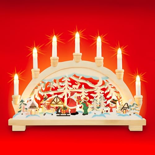 SIKORA LB11-3 Schwibbogen liebevoll colorierter Lichterbogen Motiv WEIHNACHTSMANN mit elektrischer Beleuchtung B:45cm