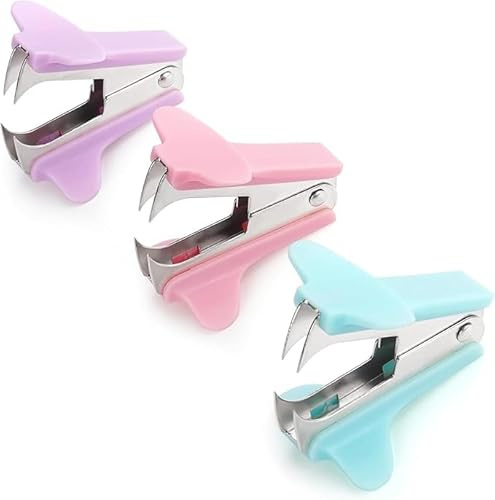 3 Pcs Blue,Pink, Purple Staple Remover Staple Puller Removal Tool Small and Convenient for School Office Home Staplers and Punches Manual Staplers