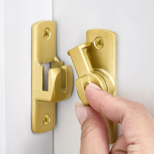 INIRET Gold Barn Door Latches,90/180 Degree Gate Lock,Aluminum Alloy Right Angle Door Lock Latch,Flip Gate Latches Hardware,Door Security Sliding Door Latch Lock fo Cabinets,Barn Door,Bathroom | Aluminum Alloy Right Angle Door Lock Latch,Flip Gate Latches Hardware,Sliding Door Lock for Cabinets,Fence Gates,Pet Cage