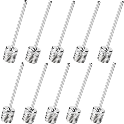 Fenxyo 10pcs Ball Pump Needle with Enlarge Base, Stainless Steel Needles for Football Pump, Durable Ball Inflation Needles for Inflating Sports Balls, Football, Basketball, Rugby Balls