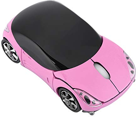 Oreilet Souris de Voiture pour Ordinateur, 1600 Dpi 2,4 GHz sans Fil de Souris en Forme de Voiture, Souris de Jeu 3D pour Ordinateur Portable PC (Rose)