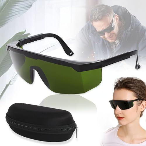 Mikqky Gafas profesionales de seguridad láser, Gafas de Protección UV, Longitud de onda gafas de protección láser, Gafas de Trabajo con Funda Lentes Protectores (Caja negra de gafas)