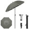Laneetal Parasol de Plage Ø155cm, Parasol Imperméable en Tissu Anti-UV à UPF 50+, Toile Inclinable, Hauteur Réglable, Parasol Rond Anti-Vent pour Balcon/Terrasse/Patio/Piscine, Gris Foncé