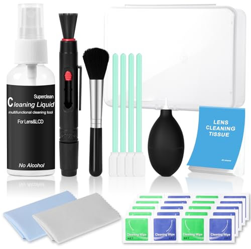AYESY Professional Camera Cleaning Kit,DSLR Camera Cleaning Accessories with Storage Box,Rocket Air Blower,Lens Cleaning Pen,Microfiber Cloths,Lens Brush,Cleaner