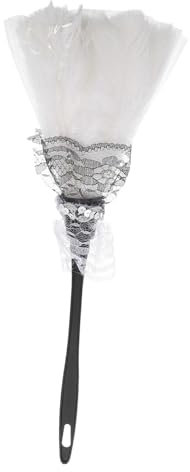 Yardwe Plumeau Blanc avec Bordure Dentelle Accessoire De Plumeau De Femme De Chambre pour Cosplay De Scène Costume Français
