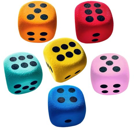 Ruwshuuk Grandi Dadi In Schiuma - 6 Dadi Colorati 4 cm,Giocattolo Sicuro per Bambini Dai 3+ Supporto Didattico per Casa Scuola Viaggio e Famiglia