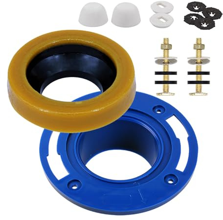 Toilet Flange Rings Set with Bolts Seal Rubber Toilet Installation Flange Seal Set for Leak Frees Bathroom Installation Home Renovations Plumbing