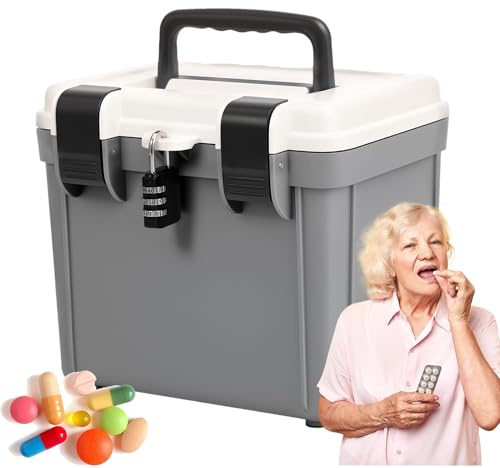 Celuicion Boîte verrouillable pour médicaments | Coffre-fort pour documents de grande capacité avec cadenas combiné, organiseur de grande capacité pour médicaments et documents avec mot de passe