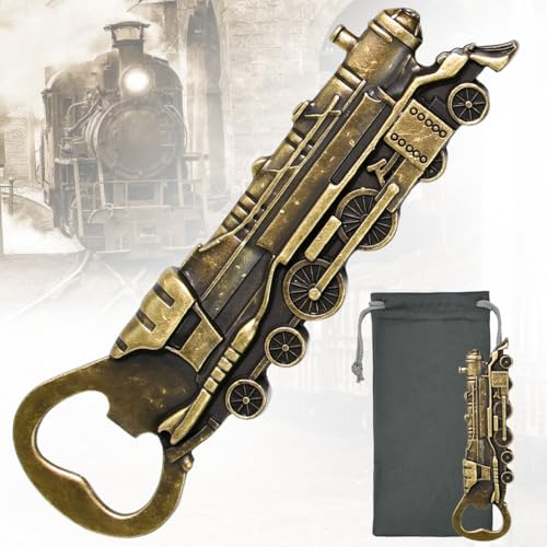 FuxFuis Décapsuleur de Bière, Décapsuleur de Train Vintage Ouvre Bouteille Personnalisé Décapsuleur Drôle Métal Tire Bouchon Personnalisé avec Sac de Rangement pour Cadeau Anniversaire Homme