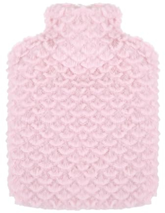 Petite bouillotte style sirène, 500 ml avec housse, chauffe-mains avec housse en fausse fourrure douce de qualité supérieure, bouteilles 2 en 1 pour froid et chaud, sac de compression pour femmes
