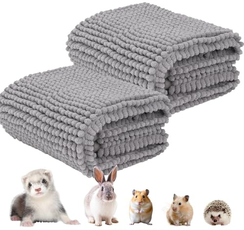 KEORHEZ 2 Stück Hanfmatten Für Nager Nagerteppich Wiederverwendbar Waschbar Geeignet Für Kleintiere Wie Kaninchen Und Hamster Hellgrau 60×40cm