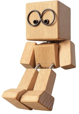 RxaGtn Wackelnder Holzmann, Wackelnde Holzfigur, Schüttelmann Holz, Wackelmännchen Holz, Handgefertigte Actionfigur als Auto-Ornament,lustige Wackelkopf-Auto-Armaturenbrett-Dekors