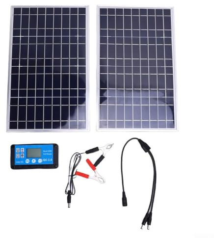 Chargeur solaire 200 W 12 V, indice d'étanchéité IP65, avec protection contre les décharges inversées et les surcharges, pour bateau, voiture, camping-car (double)