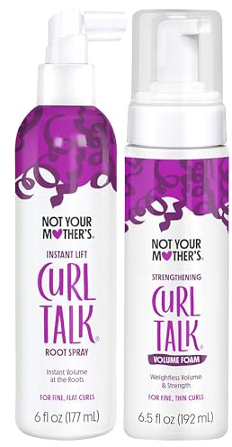 Not Your Mother's Curl Talk Instant Lift Root Hair Spray and Strengthening Volume Foam (2-Pack) - Powered by Biotin, Peptides, and Rice Protein - For Curly Hair Types