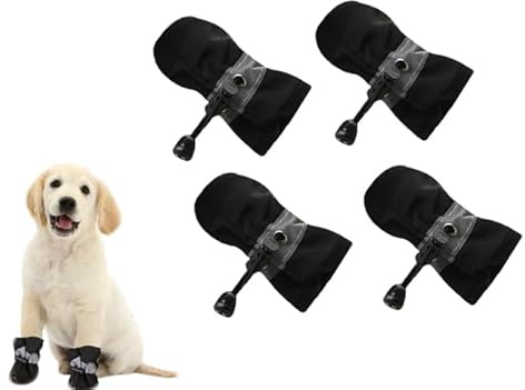 Generisch Hundeschuhe Pfotenschutz, Plüsch Hundestiefel Winter, Dog Shoes, Hund Schneestiefel, Bequeme Atmungsaktive, wasserdichte Hunde Schuhe, für kleine, Mittlere und Große, Sport im Freien (A, S)
