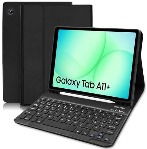 COEZFE Funda Teclado para Samsung Galaxy Tab A11 Plus 2025/ A9 Plus 11 Pulgadas 2023, Español Ñ Bluetooth Magnético, Smart Funda con Teclado QWERTY para Samsung Galaxy Tab A11+ /A9+, Negro