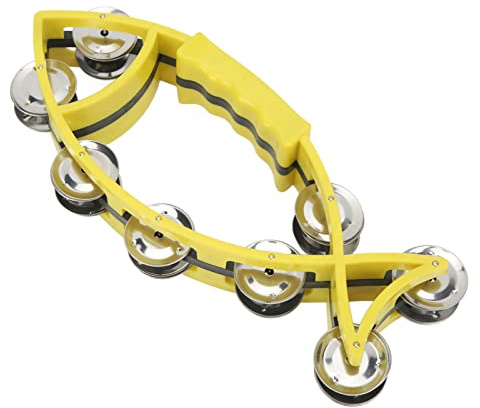 Jonlaki Fischförmiges Zweireihiges Jingles-Schlaginstrument für Kinder – Sicheres und Unterhaltsames Musik-Lernspielzeug, Grün (Yellow)