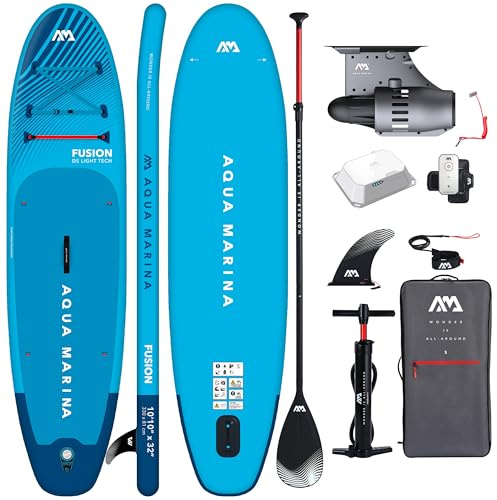 CampSup Aqua Marina E-Fusion 10'10 SUP Board mit Motor BLUEDRIVE S, aufblasbares Allround Stand Up Paddle Board 330x81x15 cm, 4–6 km/h, 150 kg