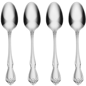 Oneida Silverware Set, True Rose Everyday Flatware Teaspoons Set, Service For 4, 18/0 Stainless Steel, 5.97 x 1.26-Inch, Dishwasher Safe, Mirror Finish, Utensils Set, Tea spoon (Silver, 4 Piece)