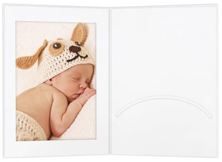 Schoeller & Stanzwerk© - 50 Stück Portraitmappen mit Passepartout und Einsteckschlitz für 13x18 cm Fotos - weiß - Kwick