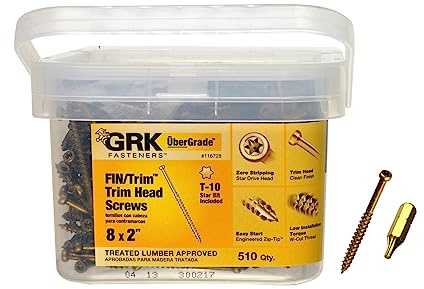 GRK Fasteners 116728 FIN/Trim #8 x 2 Screws 510CT, Gold