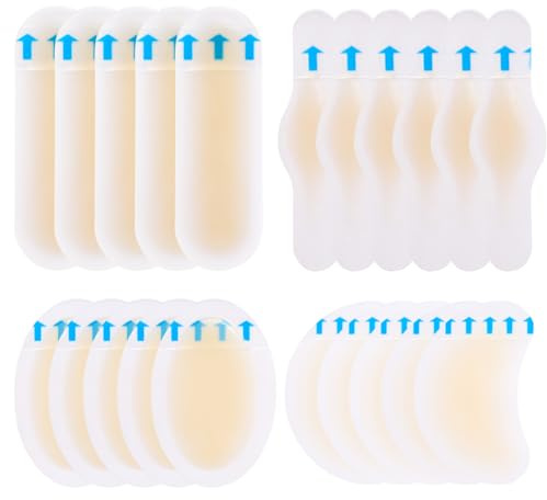 Satinior 24 Pcs Blister Bandages for Feet Gel Blister Bandages Hydrocolloid for Sports, Runners Travel Water Resistant Pads for Prevention Recovery(24 Pieces)