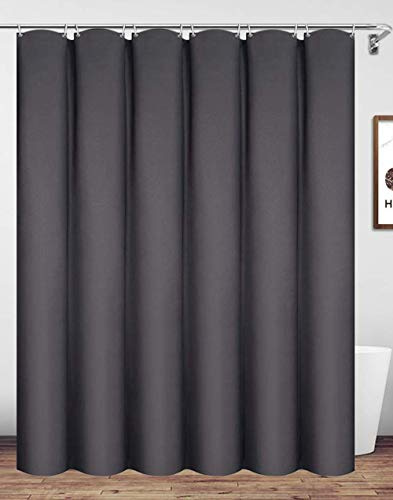 Homehold Träkolgrått duschdraperi med krokar, 200 cm brett och 240 cm långt polyester vattentätt badrumsdraperi