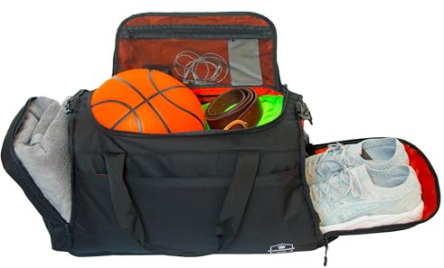 Bearformance® Ultimate Sportbag | nachhaltige Sporttasche mit Schuhfach & Nassfach mit Rucksackfunktion für Herren & Damen für Sport, Training, Gym, Reise aus recyceltem PET | Größe L 50L | Schwarz | Herren & Damen | Rucksackfunktion | Nassfach | Sport, Reise, Gym | recyceltes PET | 12 Fächer