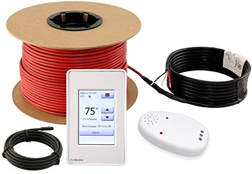 LuxHeat 80sqft Floor Heating Cable Kit - 240v Radiant Infloor Heat Kit for Tile - Heated Flooring System Includes UDG4 Programmable Thermostat w/GFCI, Electric Floor Heating Cable, Alarm & Sensor