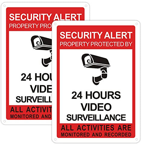 Goodvia Outdoor Reflective Aluminum Metal Security Signs - CCTV in Operation & 24 Hour Video Surveillance