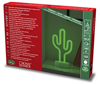 Konstsmide LED Schlauchsilhouette Kaktus, mit 6h Timer, 90 grüne Dioden, batteriebetrieben, Innen - 3075-900
