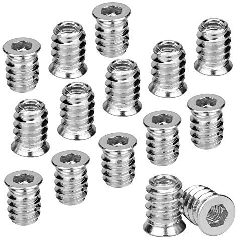 ZITFRI 100x Einschraubmutter M6 Einschraubmuffen Eindrehmuffe M6 x15 mm Einschraubmutter mit Abdeckrand Gewindeeinsatz Hex Innensechskantmuttern aus verzinktem Stahl