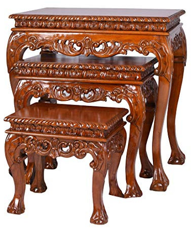 3X Satztisch Massivholz Tisch Wohnzimmertisch Couchtisch Antik Sofatisch mar212 Palazzo Exklusiv