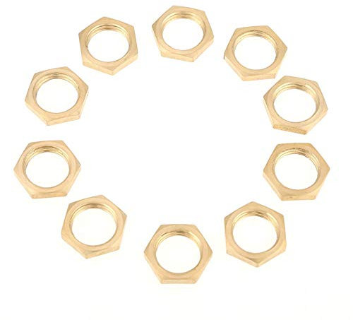 Restokki Dado di bloccaggio in ottone, 40 pezzi G1/8 G1/4 G3/8 G1/2 G3/4 G1 Raccordo filettato Dadi esagonali in ottone Dado sottile