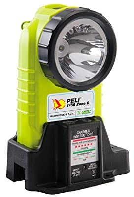 PELI 3765Z0 Lampe LED Rechargeable à Angle Droit, Homologuée ATEX Zone 0, Lampe de Poche Premium, Haute Qualité pour L'Industrie, Électriciens, Les Pompiers, Étanche IPX4, 194 Lumens, Couleur : Jaune