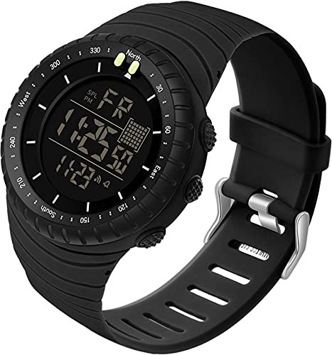 findtime Herren Digital Sport Uhren 5ATM wasserdichte Armbanduhr mit Wecker Alarm LED Stoppuhr 12/24H Tactical Militär Uhr für Männer Jungen Großes Display