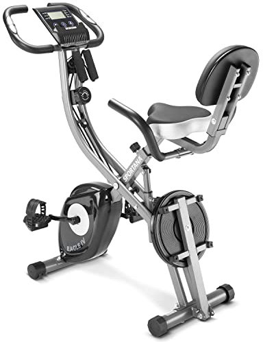 SPORTANA® Heimtrainer Fahrrad EAGLE 4-4in1 Ausdauer Ergometer - Trainings App - Klappbar - LCD Display - Höhenverstellbar - Fitnessbänder - Hometrainer, Fitnessbike, Workout Bike, Indoor Bike