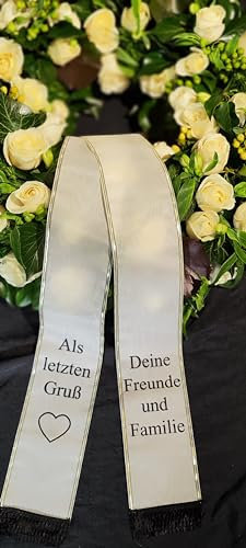 Generisch Grabschleife, Trauerschleife, Kranzschleife 17,5 cm breit (Creme)