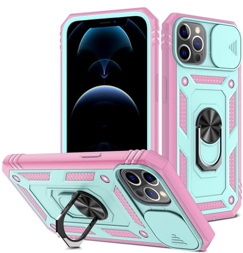 DAWEIXEAU für iPhone 12 Pro Max Hülle,Kameraschutz Handyhülle Drop Resistance Handys Schutzhülle für iPhone 12 Pro Max (Rosa Grün)