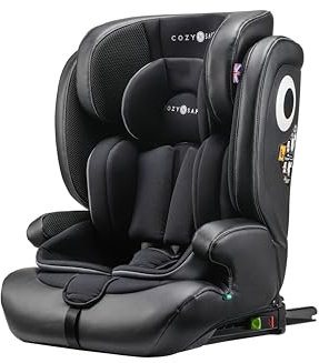 Cozy N Safe Hudson i-Size Seggiolino auto (76-150cm) | ca. 15 mesi - 12 anni | ISOFIX e Top-Tether | Memory Foam lavabile | Certificato ECE R129 | Nero