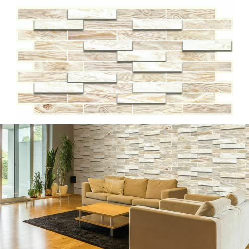 Deccart 3D Wandpaneele Holzoptik 96 x 47 cm - PVC Paneele Wand Deko Wohnzimmer Küche Badezimmer Wasserfest - Wandverkleidung Innen zum Kleben - Wandpanele Wandpaneel Leicht zu Montieren