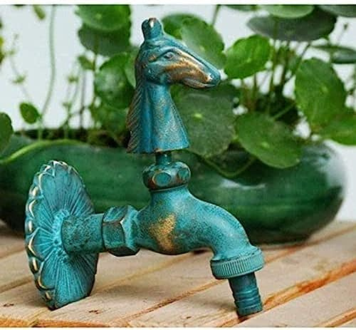 Bibcock Tierförmiger Gartenhahn, antiker Messing-Pferdehahn für Waschmopp/Gartenwasser